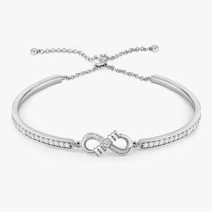 Infinity Love 18k White Gold Plated Moissanite Mom Bracelet